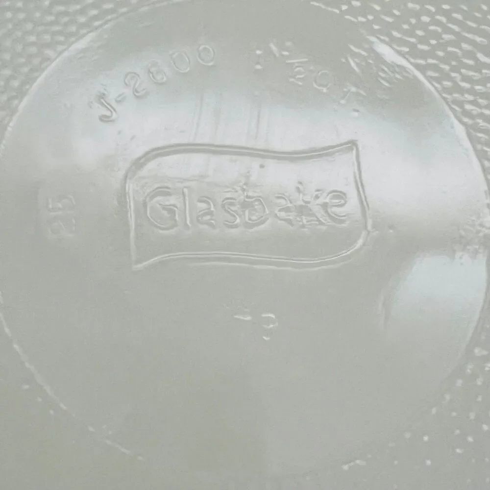 GLASBAKE White Milk Glass Green Daisy Floral Round Casserole Baking Dish 1.5 Qt